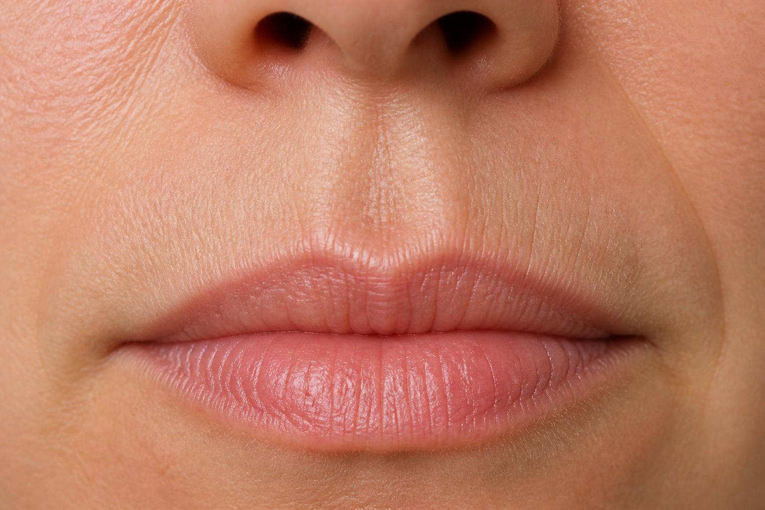 Linhas periorais conhecidas como código de barras acima dos lábios